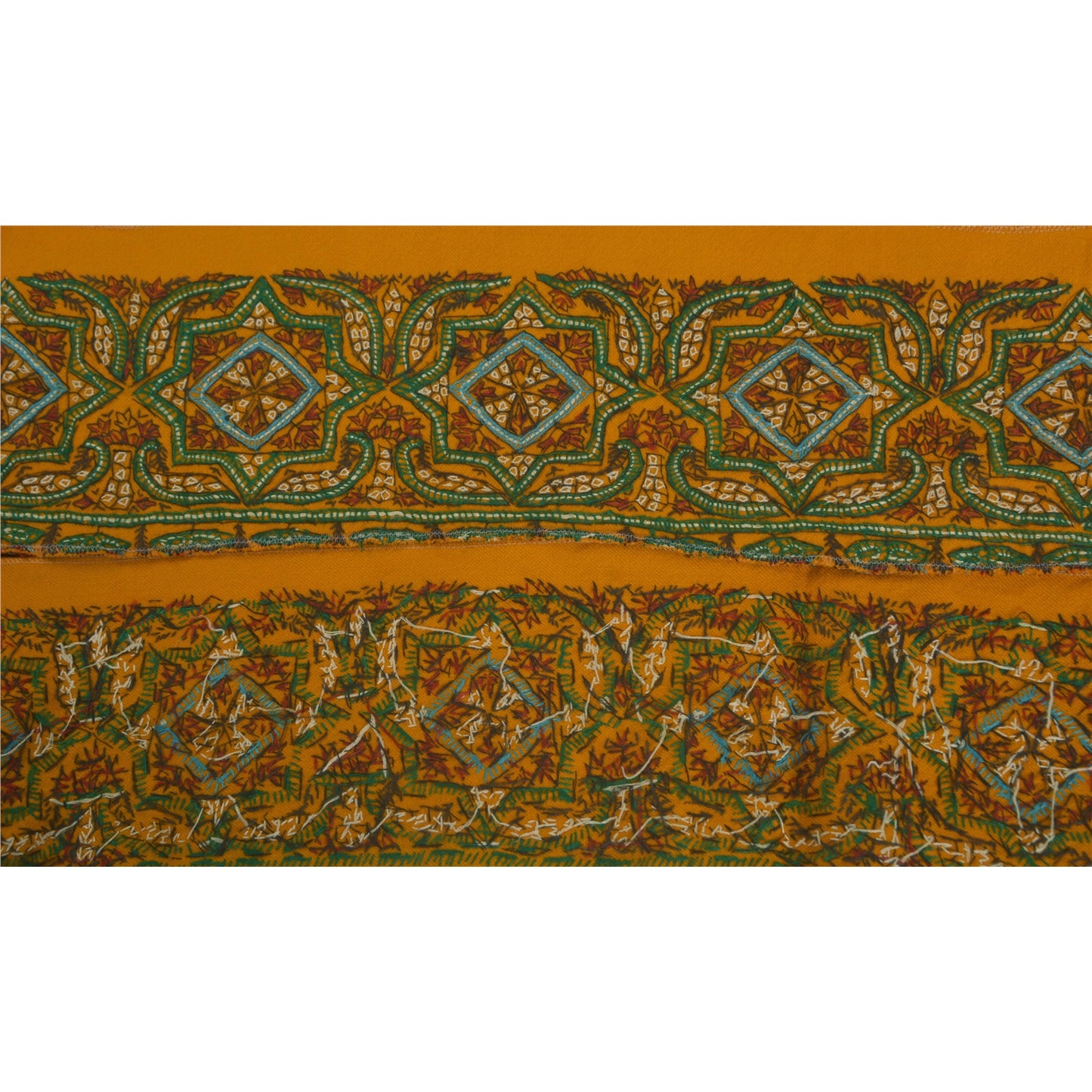 Sanskriti Vintage 1 YD Sari Border Antique Hand Embroidered Suzni Orange Lace