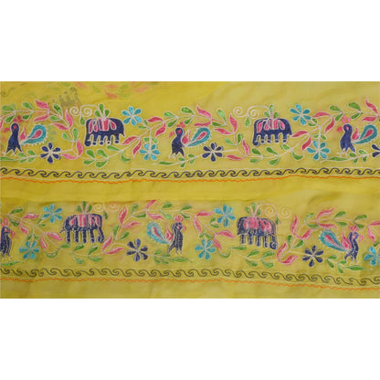 Sanskriti Vintage 1 YD Sari Border Antique Embroidered Sewing Craft Yellow Lace