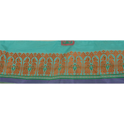 Sanskriti Vintage 1 YD Sari Border Woven Trim Sewing Turquoise Craft Lace