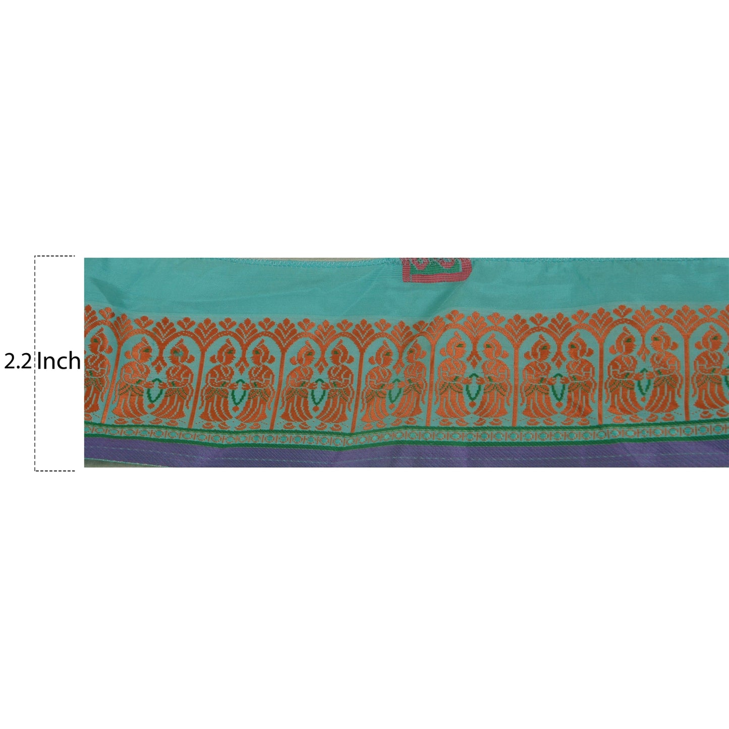 Sanskriti Vintage 1 YD Sari Border Woven Trim Sewing Turquoise Craft Lace