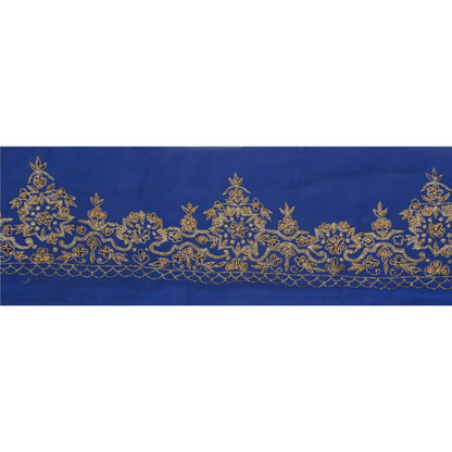 Sanskriti Vintage 1 YD Sari Border Antique Hand Beaded Trim Sewing Blue Lace