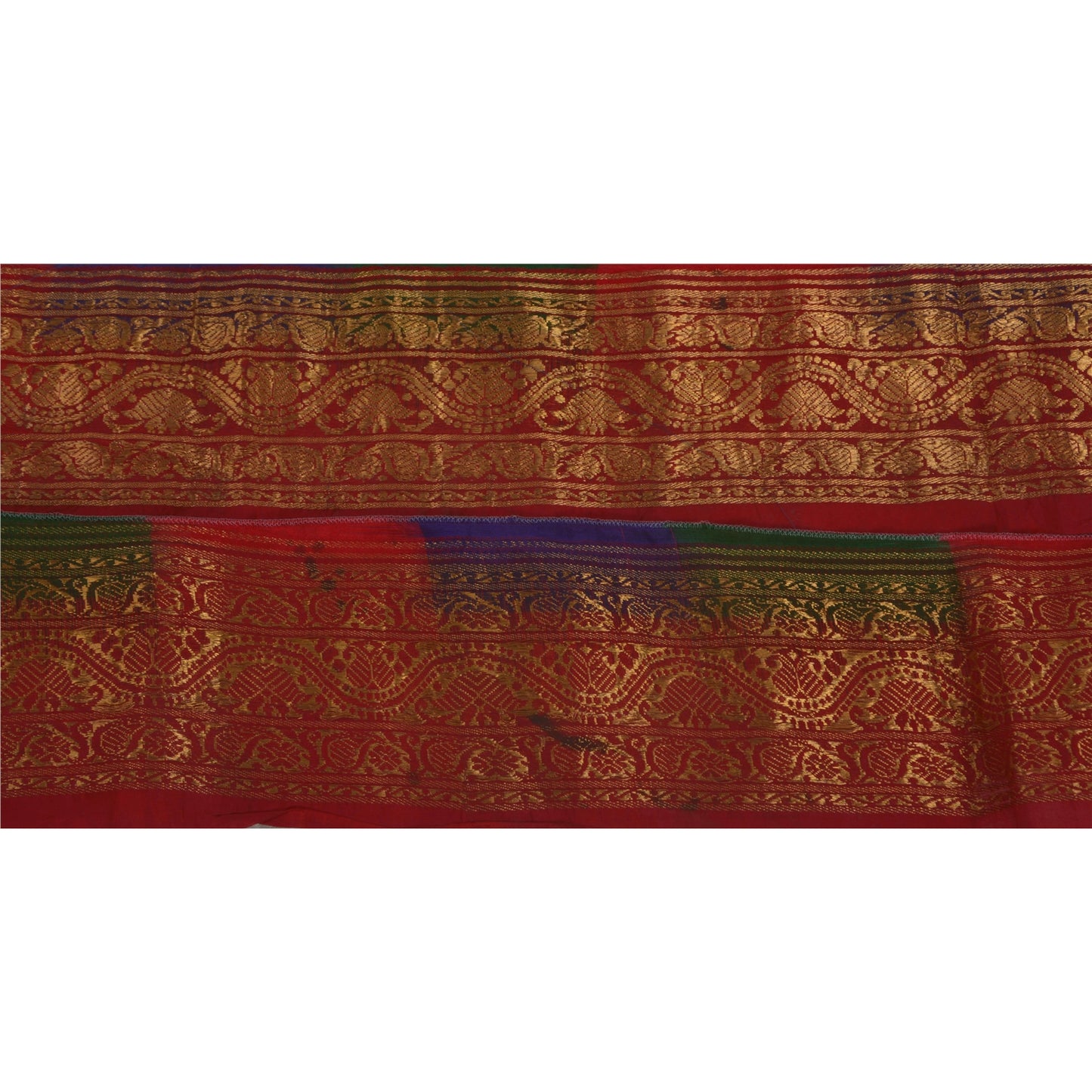 Sanskriti Vintage Red Sari Border Woven Brocade 1 Yard Craft Trim Sewing Lace