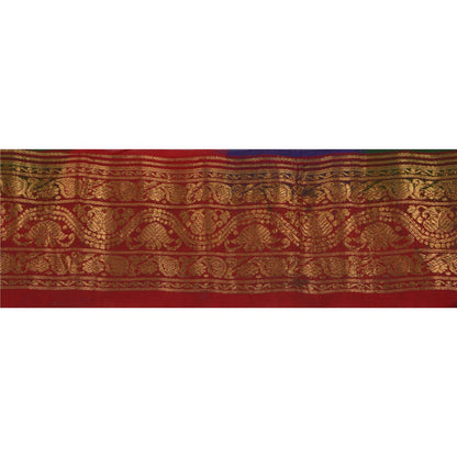 Sanskriti Vintage Red Sari Border Woven Brocade 1 Yard Craft Trim Sewing Lace