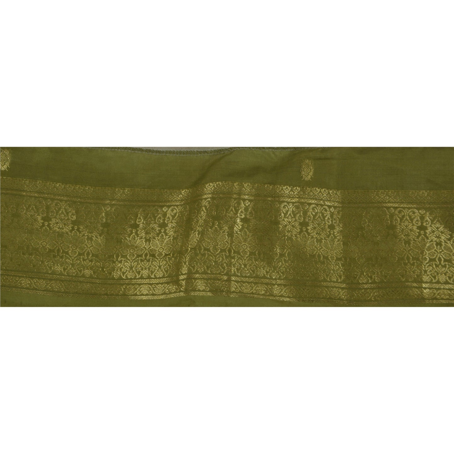 Sanskriti Vintage 1 YD Green Sari Border Woven Brocade Indian Craft Trim Sewing Lace