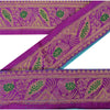 Sanskriti Vintage Purple Sari Border Woven Brocade 1 Yard Craft Trim Sewing Lace