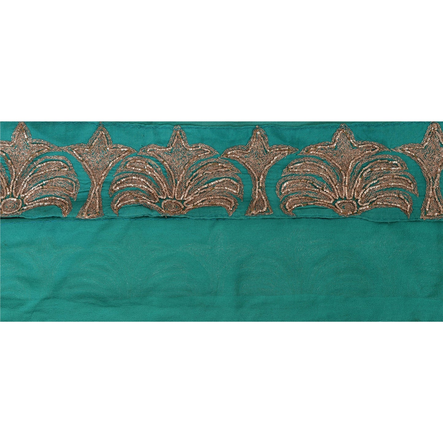 Sanskriti Vintage Sari Border Craft Sea Green Trim Hand Embroidered 1 YD Lace