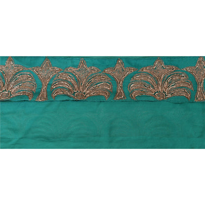 Sanskriti Vintage Sari Border Craft Sea Green Trim Hand Embroidered 1 YD Lace