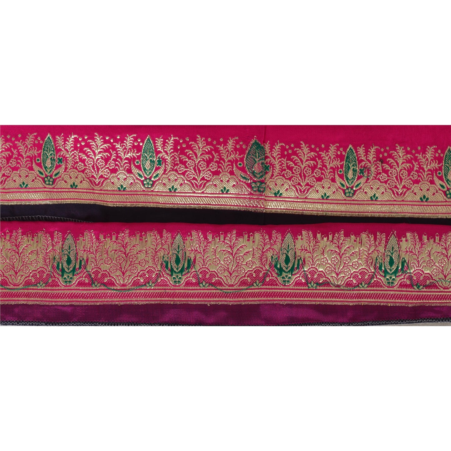 Sanskriti Vintage Pink Sari Border Woven Brocade 1 YD Craft Trim Sewing Lace