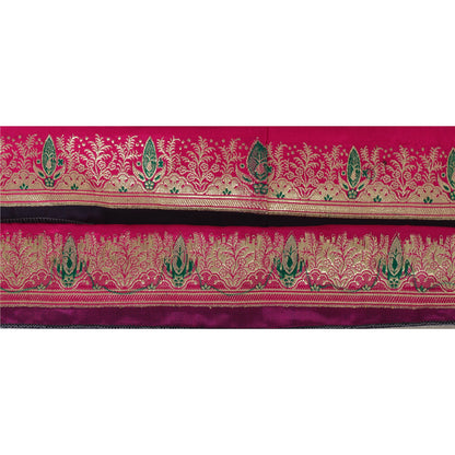 Sanskriti Vintage Pink Sari Border Woven Brocade 1 YD Craft Trim Sewing Lace