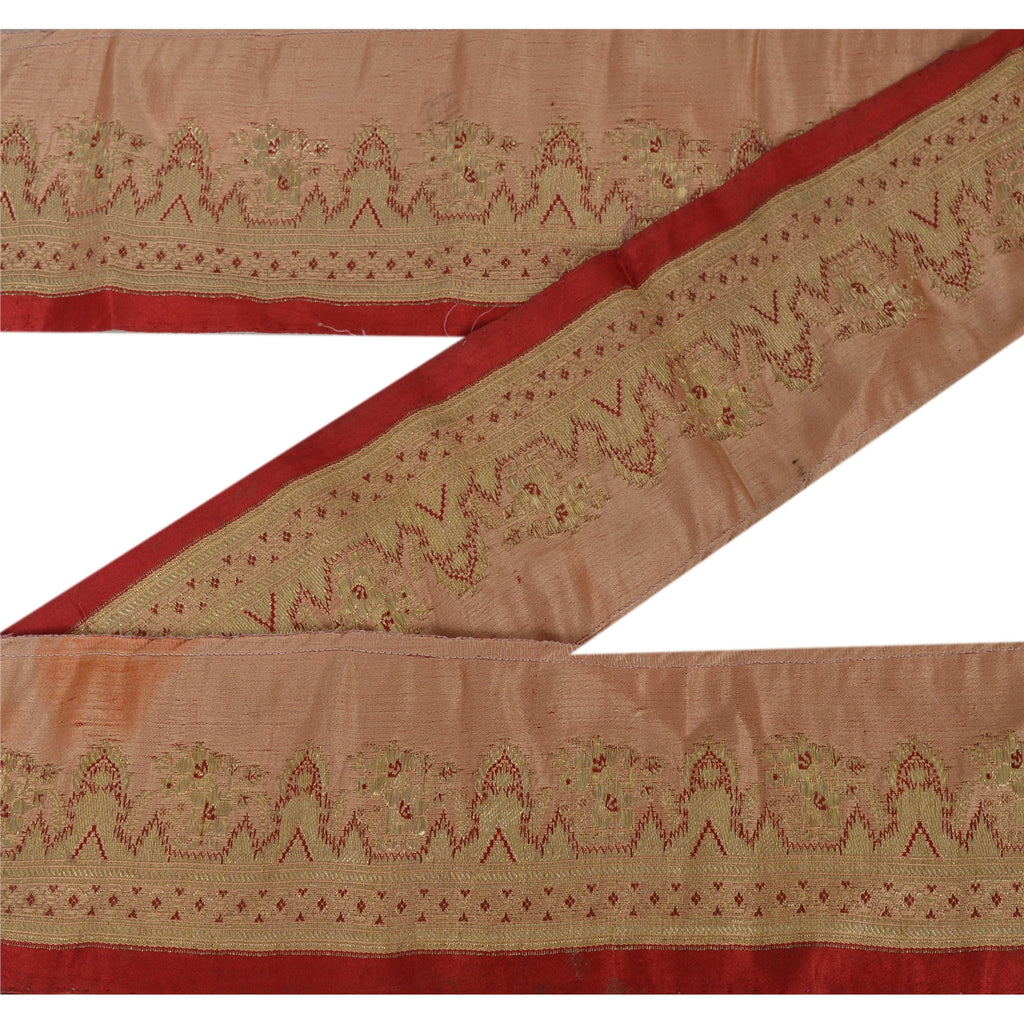 Sanskriti Vintage 1 YD Trim Pure Silk Sari Border Woven Brocade Craft Sewing Lace