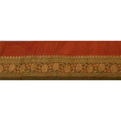 Sanskriti Vintage 1 YD Trims Sari Border Woven Brocade Craft Ribbon Orange Lace