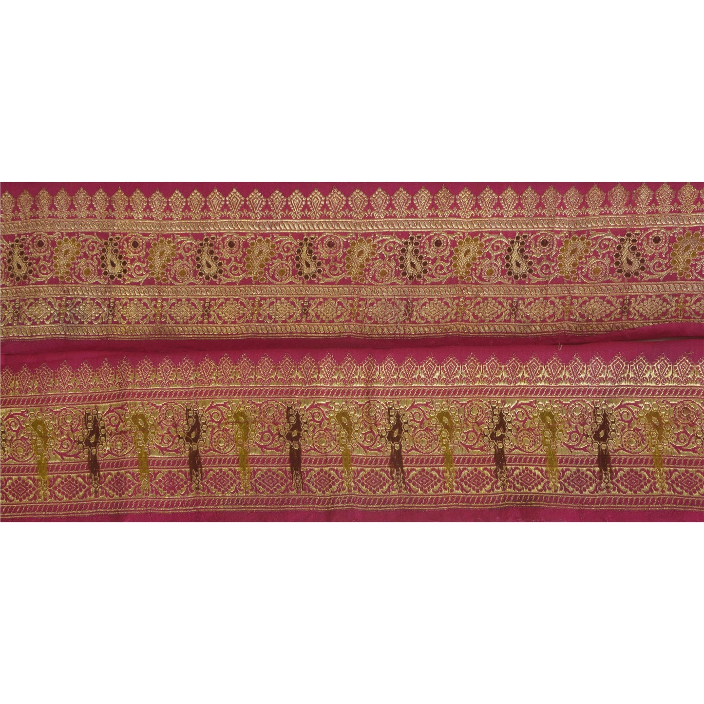 Sanskriti Vintage 1 YD Trim Sari Border Woven Brocade Craft Sewing Pink Lace