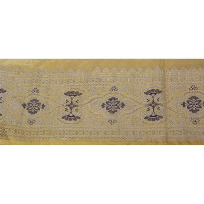 Sanskriti Vintage 1 YD Trim Sari Border Woven Brocade Craft Sewing Yellow Lace