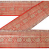 Sanskriti Vintage Red Sari Border Brocade Craft Trim Sewing 1 Yard Zari Lace