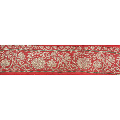 Sanskriti Vintage 1 YD Sari Indian Border Woven Trim Sewing Craft Red Lace