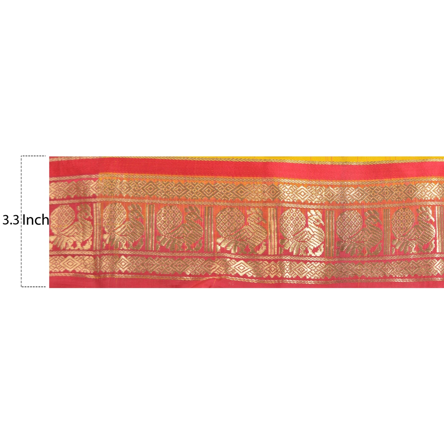 Sanskriti Vintage 1 Yard Sari Border Woven Brocade Trim Sewing Craft Red Lace