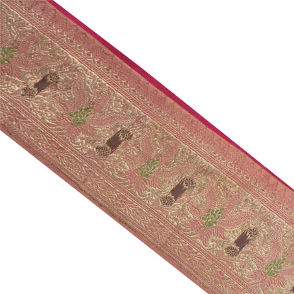 Sanskriti Vintage 1 Yard Indian Sari Border Brocade Trim Sewing Craft Pink Lace