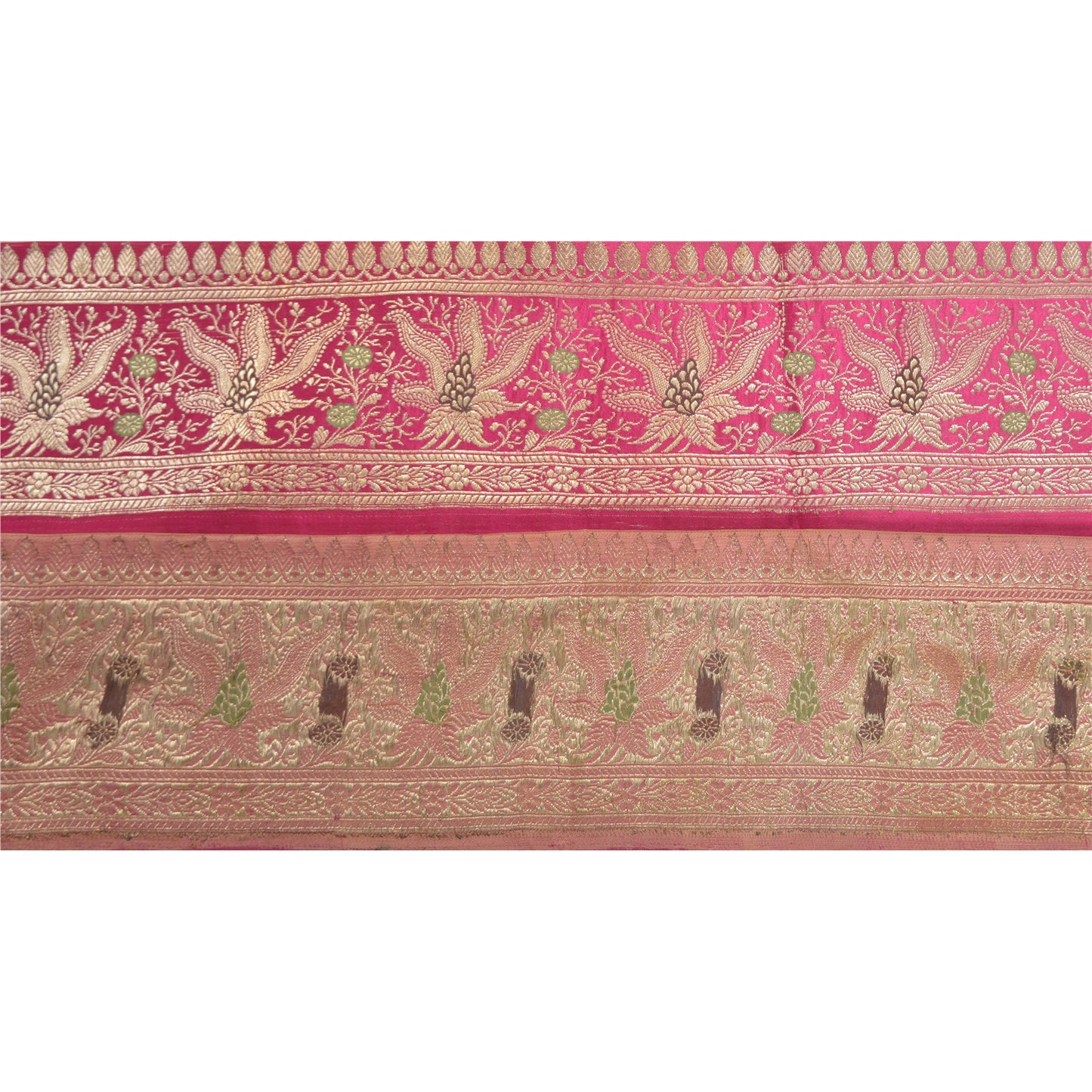 Sanskriti Vintage 1 Yard Indian Sari Border Brocade Trim Sewing Craft Pink Lace