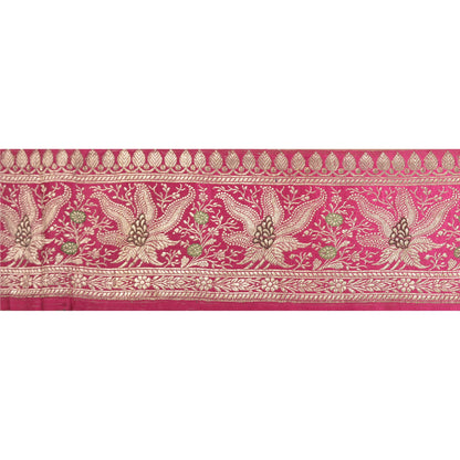 Sanskriti Vintage 1 Yard Indian Sari Border Brocade Trim Sewing Craft Pink Lace