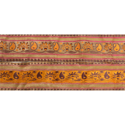 Sanskriti Vintage 1 YD Sari Indian Border Woven Trim Sewing Craft Golden Lace