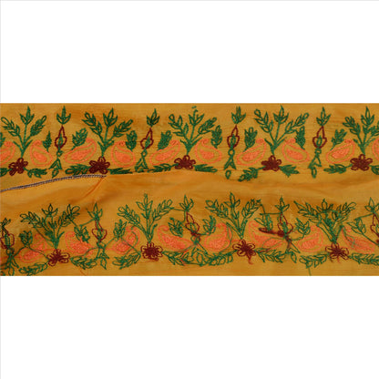 Sanskriti Vintage Sari Border Embroidered 1YD Indian Trim Sewing Saffron Lace