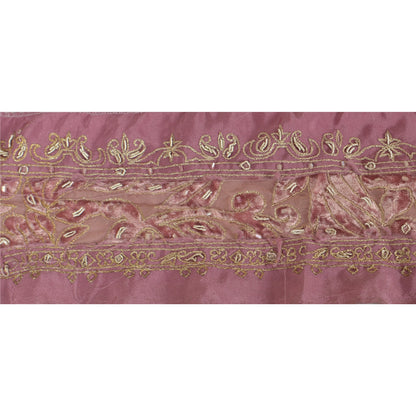 Sanskriti Vintage Sari Border Hand Beaded 1 YD Indian Trim Sewing Purple Lace