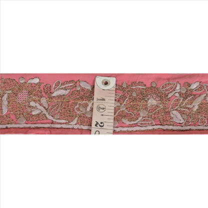 Sanskrkti Vintage Sari Border Hand Embroidered 1 YD Indian Trim Sewing Pink Lace