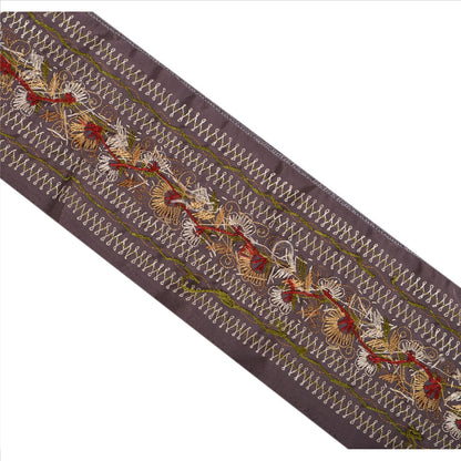 Sanskriti Vintage Sari Border Hand Bead 2YD Indian Trim Sewing Rusty Purple Lace