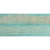 Sanskriti Vintage Sari Border Hand Beaded Craft 1 YD Sewing Sea Green Trims Lace