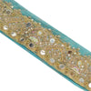 Sanskriti Vintage Sari Border Hand Beaded Craft 1 YD Sewing Sky Blue Trims Lace