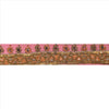 SANSKRITI VINTAGE Border Antique Hand Beaded 1 YD Indian Trim Sewing Pink Lace