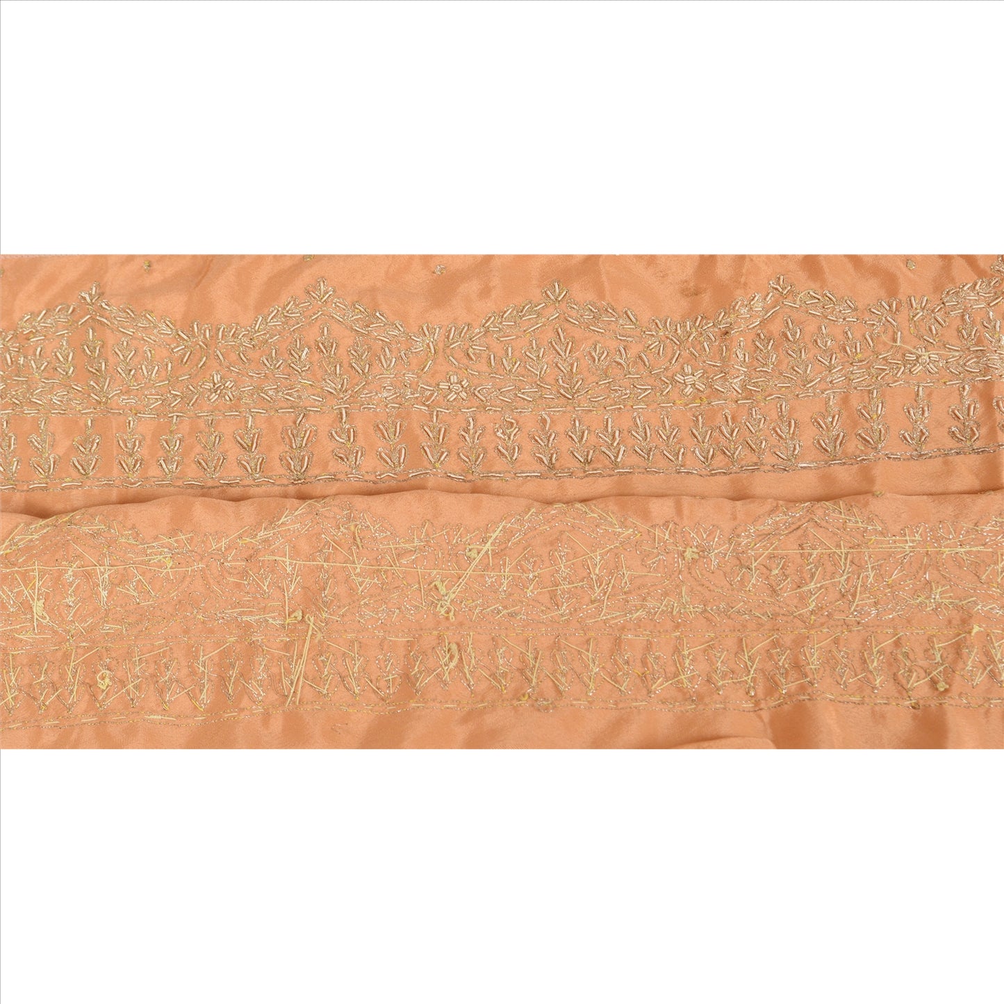 Sanskriti Vintage Sari Border Hand Embroidered 1YD Indian Trim Sewing Peach Lace