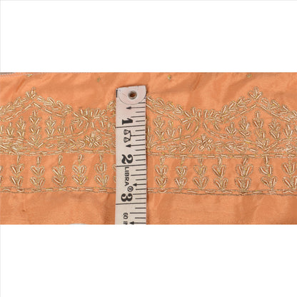 Sanskriti Vintage Sari Border Hand Embroidered 1YD Indian Trim Sewing Peach Lace