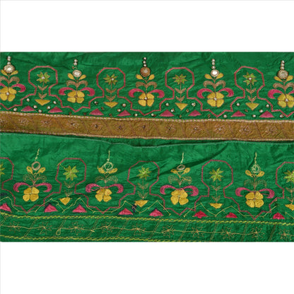 Sanskriti Vintage Saree Border Hand Beaded 1 Yard Indian Trim Sewing Green Lace