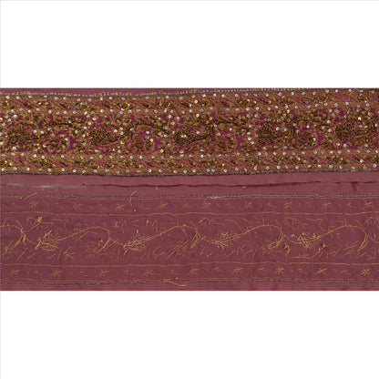 Sanskriti Vintage Sari Border Hand Beaded Woven 1YD Trim Sewing Purple Lace