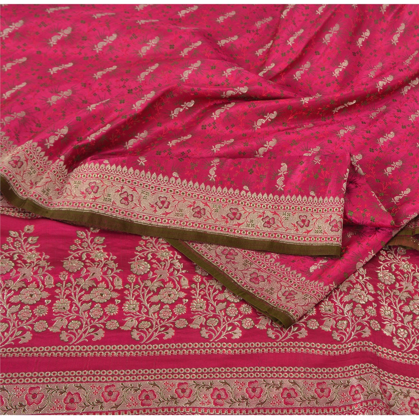 Sanskriti Vintage Magenta Sarees PureSilk HandWoven Brocade/Banarasi Sari/Fabric