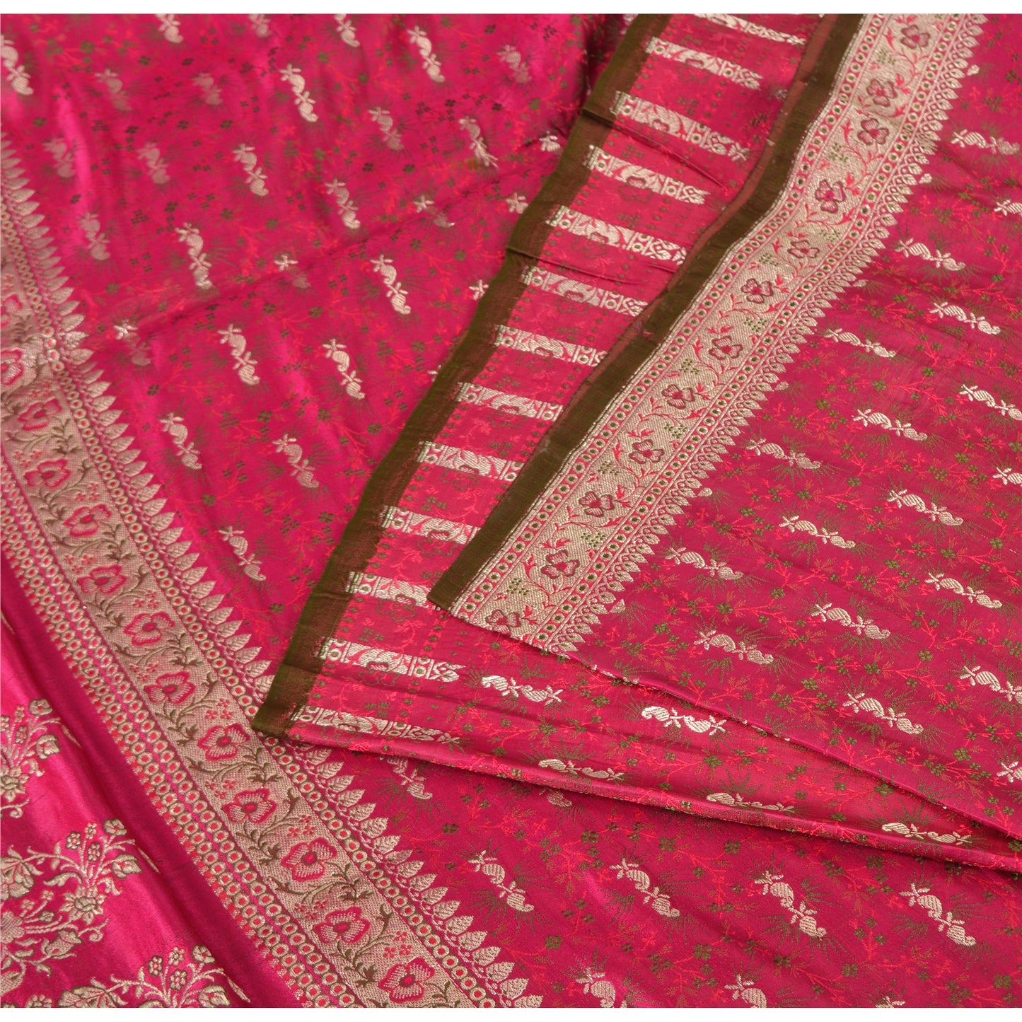 Sanskriti Vintage Magenta Sarees PureSilk HandWoven Brocade/Banarasi Sari/Fabric