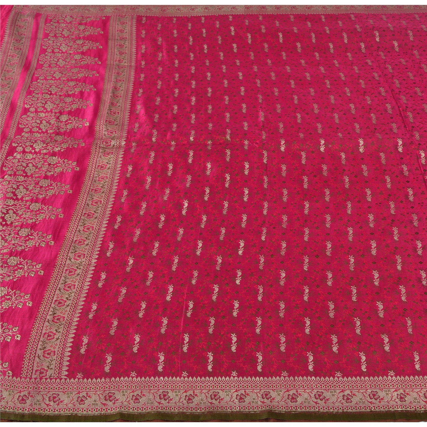 Sanskriti Vintage Magenta Sarees PureSilk HandWoven Brocade/Banarasi Sari/Fabric