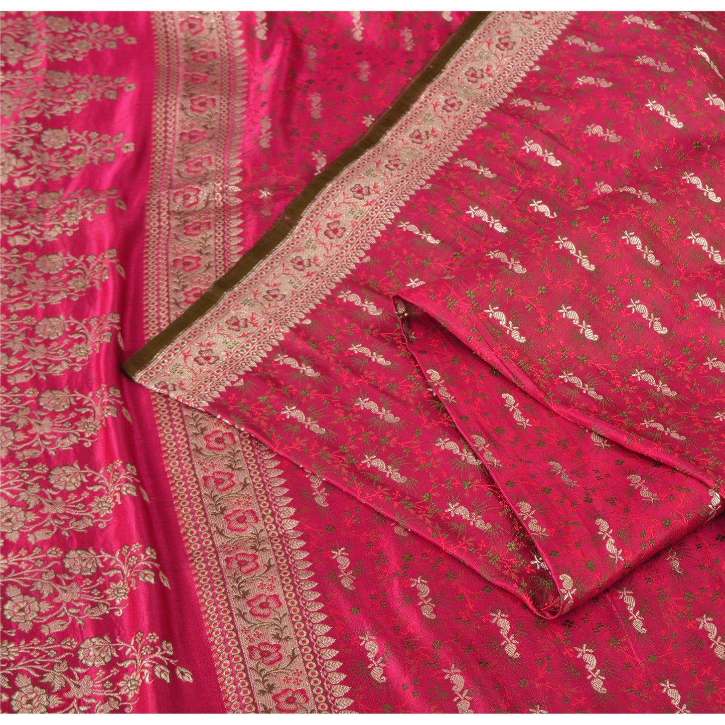 Sanskriti Vintage Magenta Sarees PureSilk HandWoven Brocade/Banarasi Sari/Fabric