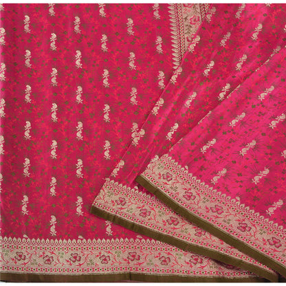 Sanskriti Vintage Magenta Sarees PureSilk HandWoven Brocade/Banarasi Sari/Fabric