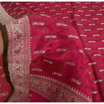 Sanskriti Vintage Magenta Sarees PureSilk HandWoven Brocade/Banarasi Sari/Fabric