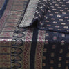 Sanskriti Vintage Dark Blue Sarees Pure Satin Woven Brocade/Banarasi Sari Fabric