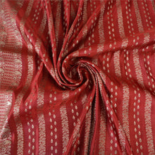 Load image into Gallery viewer, Sanskriti Vintage Sarees Red Brocade/Banarasi Zari Woven Pure Satin Sari Fabric
