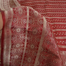 Load image into Gallery viewer, Sanskriti Vintage Sarees Red Brocade/Banarasi Zari Woven Pure Satin Sari Fabric
