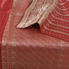 Sanskriti Vintage Sarees Red Brocade/Banarasi Zari Woven Pure Satin Sari Fabric