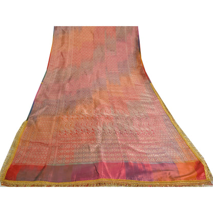 Sanskriti Vintage Sarees Multi Brocade/Banarasi Zari Work Pure Satin Sari Fabric