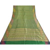 Sanskriti Vintage Sarees Green Brocade/Banarasi Zari Woven Pure Silk Sari Fabric