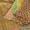 Sanskriti Vintage Sarees Brown Brocade/Banarasi ZariWoven Pure Silk Sari Fabric