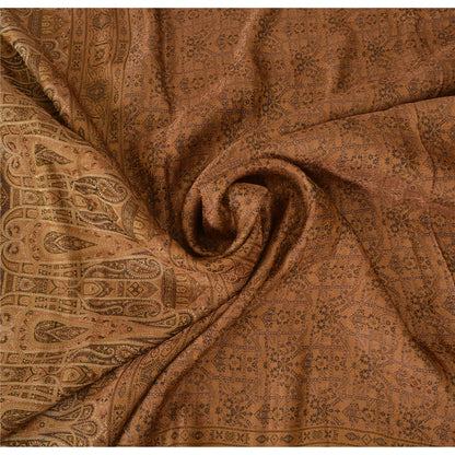 Sanskriti Vintage Brown Sarees Pure Silk Hand Woven Premium 5ydCraft Fabric Sari