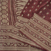 Sanskriti Vintage Burgundy Sarees Pure Silk Brocade Hand Woven Sari Craft Fabric